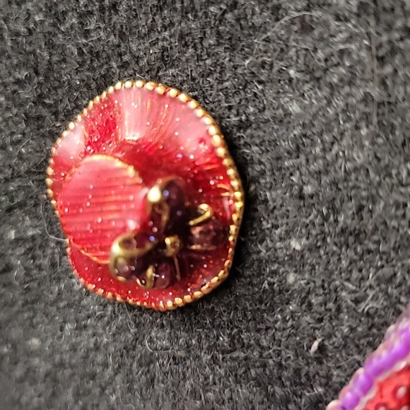 Red Hat Society Beaded Coin Purse & Enameled Hat Trinket - Picture 3 of 5